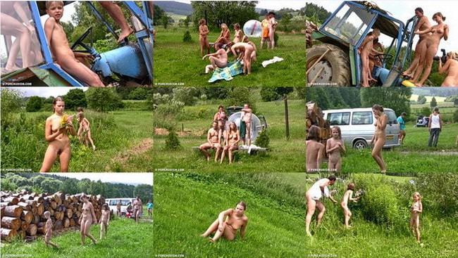 Grassy outdoor fitness - Nudism video (family naturism)