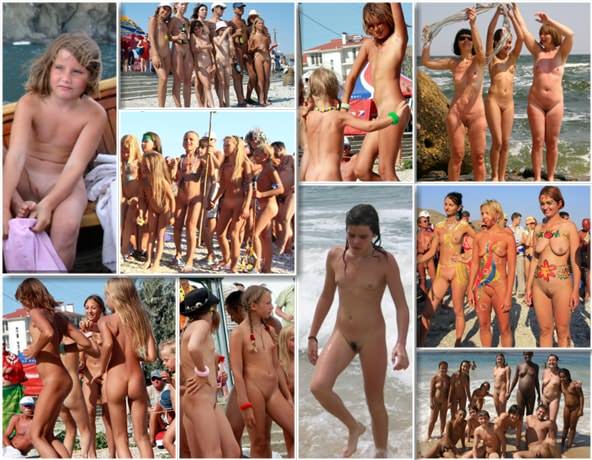 Pure nudism photo - Group beach and splash