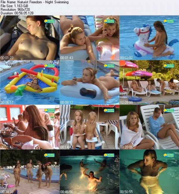 Nudism video (family naturism) - Night swimming